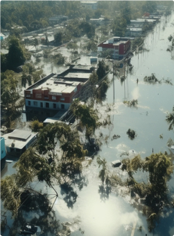 A flooded street, representing Flood Insurance.